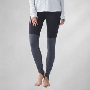 Lululemon Leggings  4 Wunder Under  Black Gray Stirrup Tight Dance Ruched